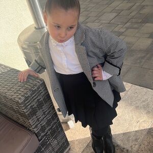 Zara Black and White Houndstooth Blazer